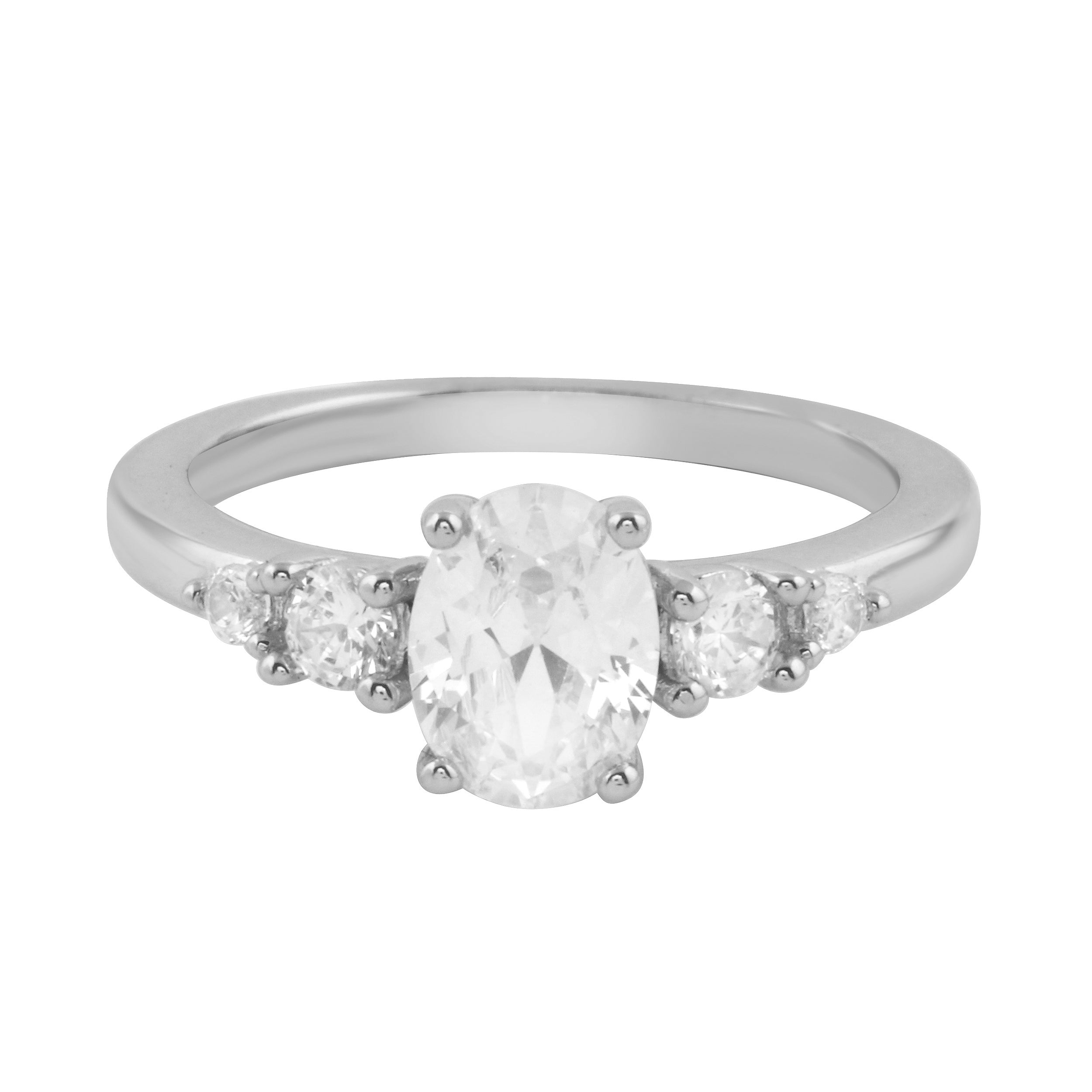 Oval and Round Diamond Five Stone Graduated Engagement Ring Setting-Engagement Ring-Ashley Schenkein Jewelry Design