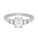 Oval and Round Diamond Five Stone Graduated Engagement Ring-Engagement Ring-Ashley Schenkein Jewelry Design