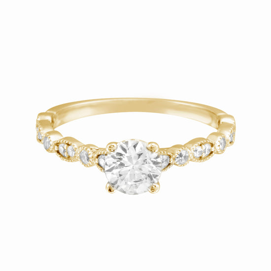 Round Solitaire Diamond with Marquise Band Engagement Ring Setting-Engagement Ring-Ashley Schenkein Jewelry Design