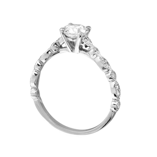 Round Solitaire Diamond with Marquise Band Engagement Ring Setting-Engagement Ring-Ashley Schenkein Jewelry Design