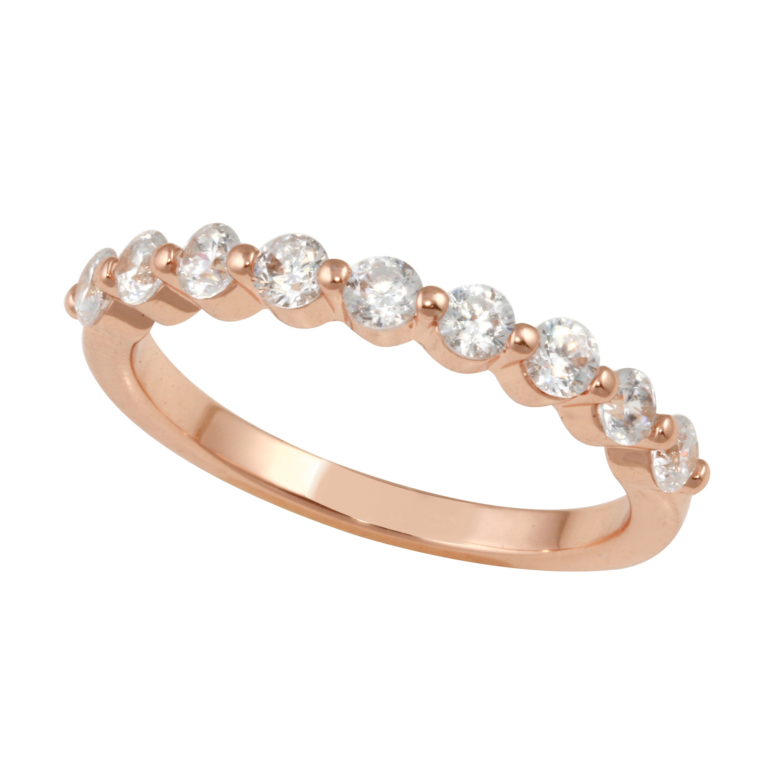 Shared Prong Diamond Half Eternity Wedding Band-Wedding Band-Ashley Schenkein Jewelry Design