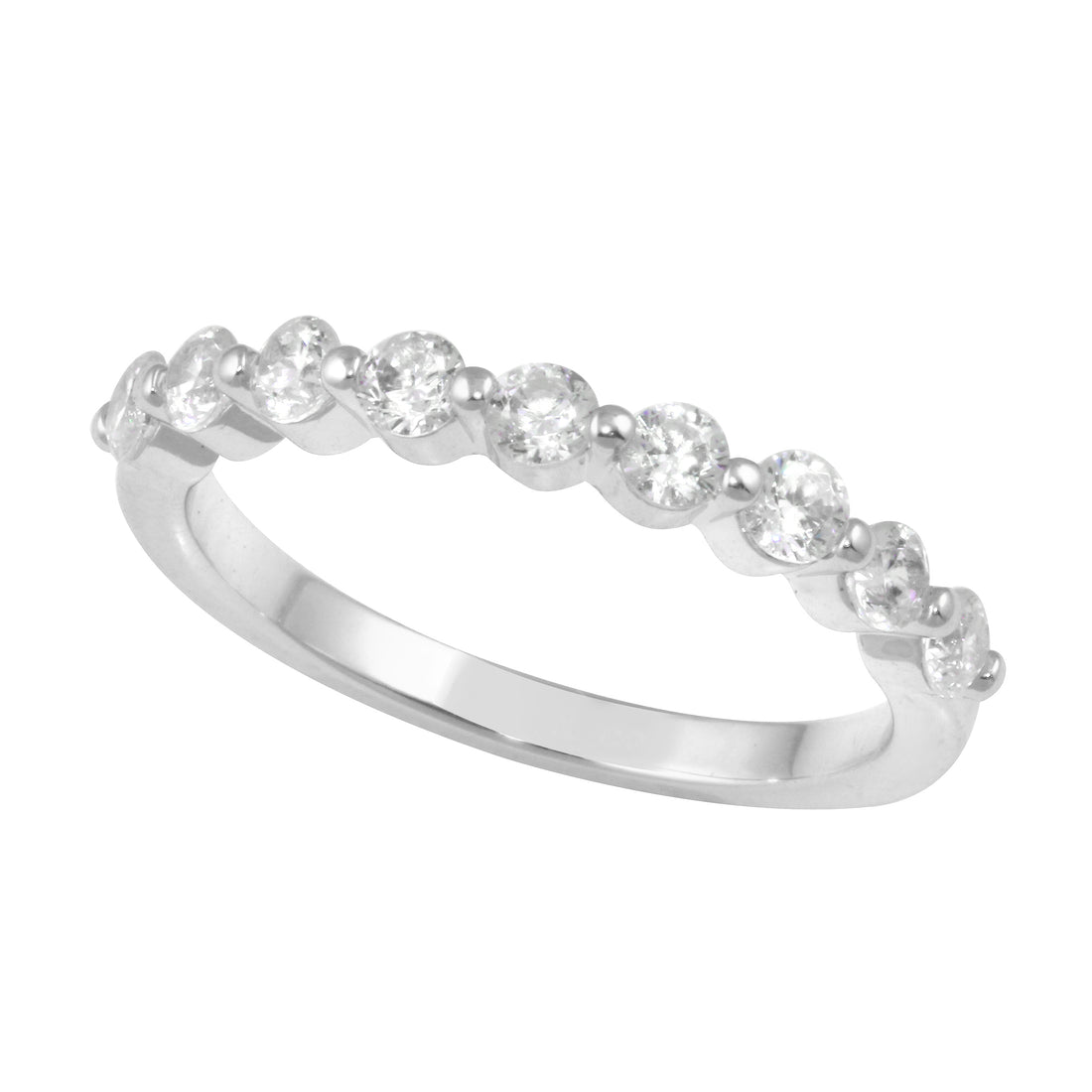Shared Prong Diamond Half Eternity Wedding Band-Wedding Band-Ashley Schenkein Jewelry Design