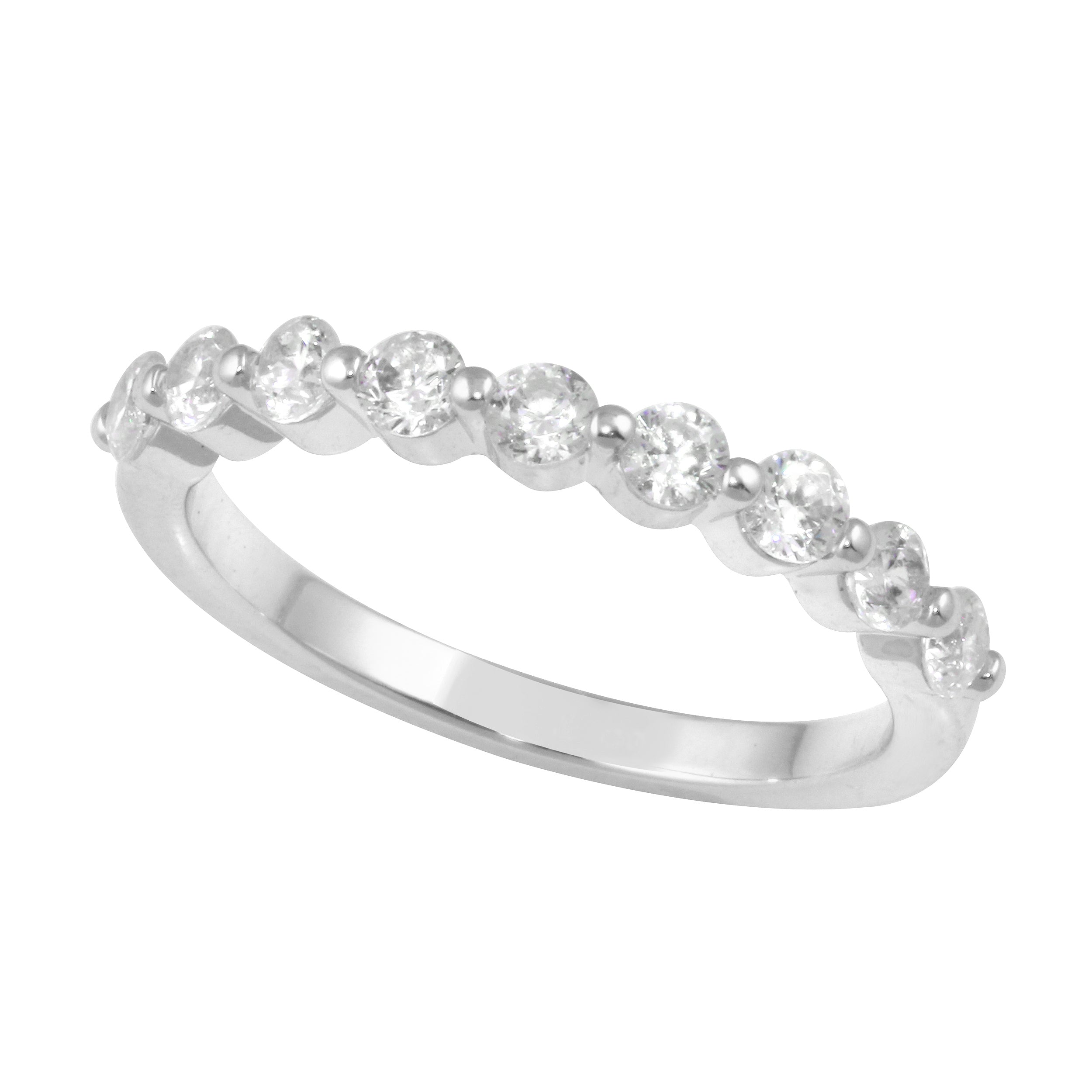 Shared Prong Diamond Half Eternity Wedding Band-Wedding Band-Ashley Schenkein Jewelry Design