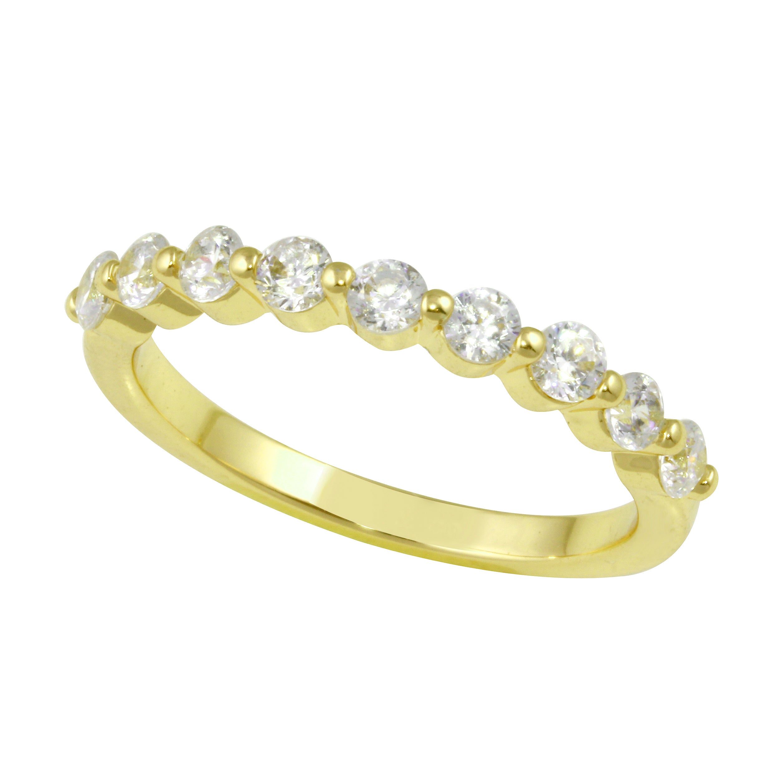 Shared Prong Diamond Half Eternity Wedding Band-Wedding Band-Ashley Schenkein Jewelry Design