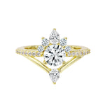 Round Diamond Starburst V-Shaped Engagement Ring-Engagement Ring-Ashley Schenkein Jewelry Design