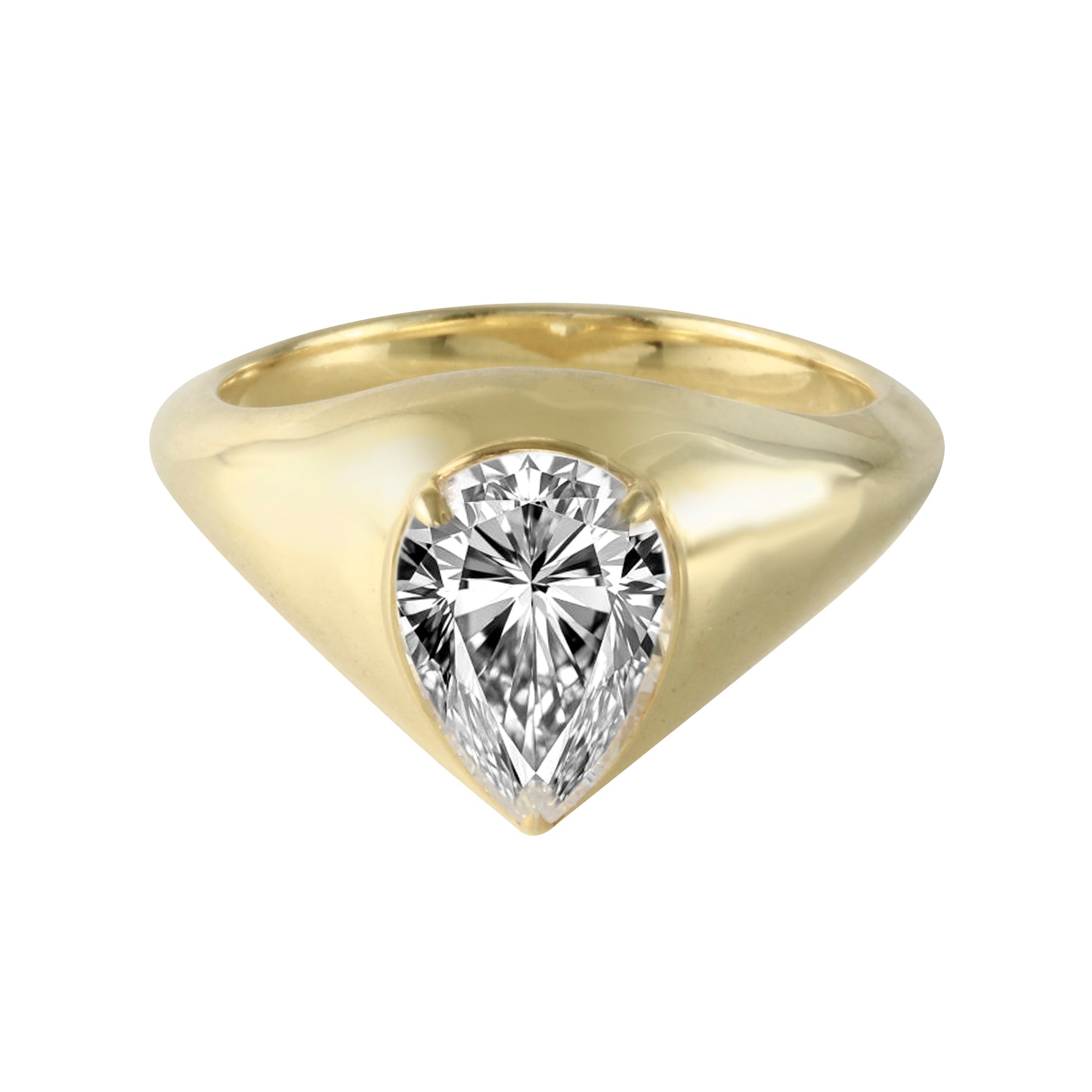 Pear Prong-Set Diamond Modern Dome Ring-Engagement Ring-Ashley Schenkein Jewelry Design