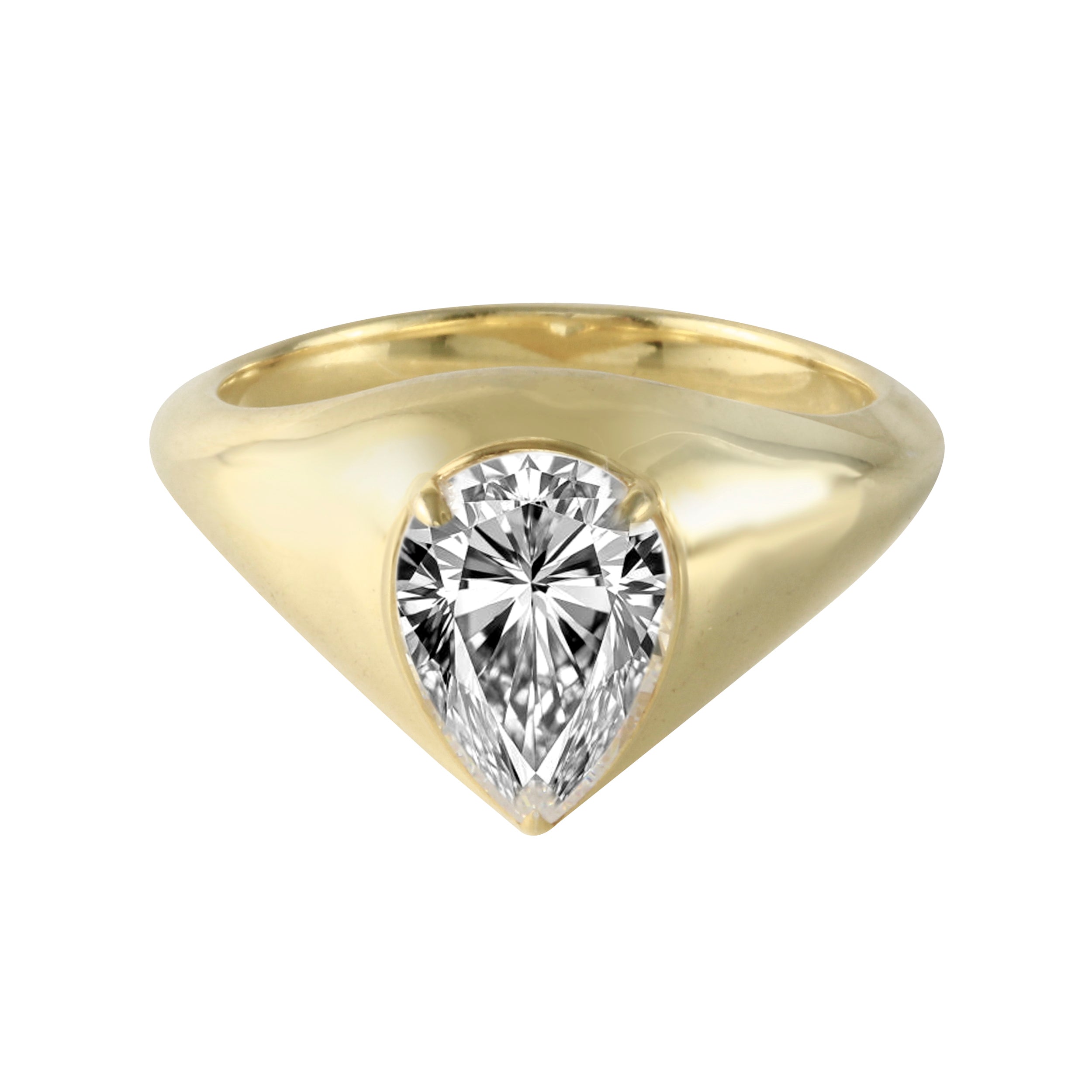 Pear Prong-Set Diamond Modern Dome Ring-Engagement Ring-Ashley Schenkein Jewelry Design