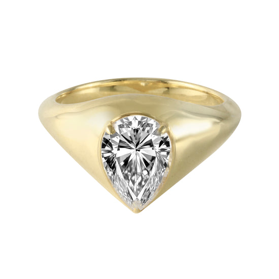 Pear Prong-Set Diamond Modern Dome Ring-Engagement Ring-Ashley Schenkein Jewelry Design