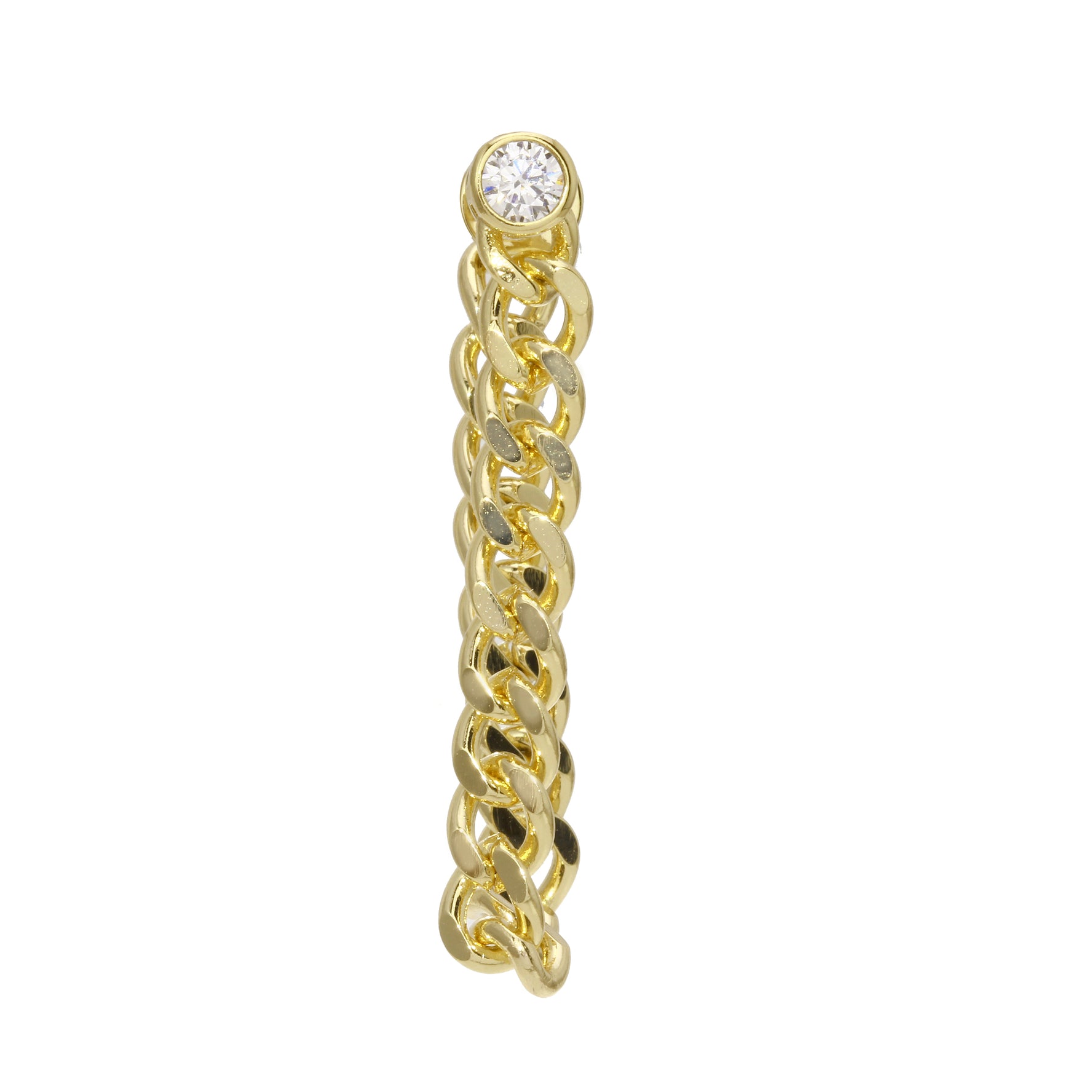 Bezel CZ Cuban Wrap Chain Stud Earrings-Earrings-Ashley Schenkein Jewelry Design