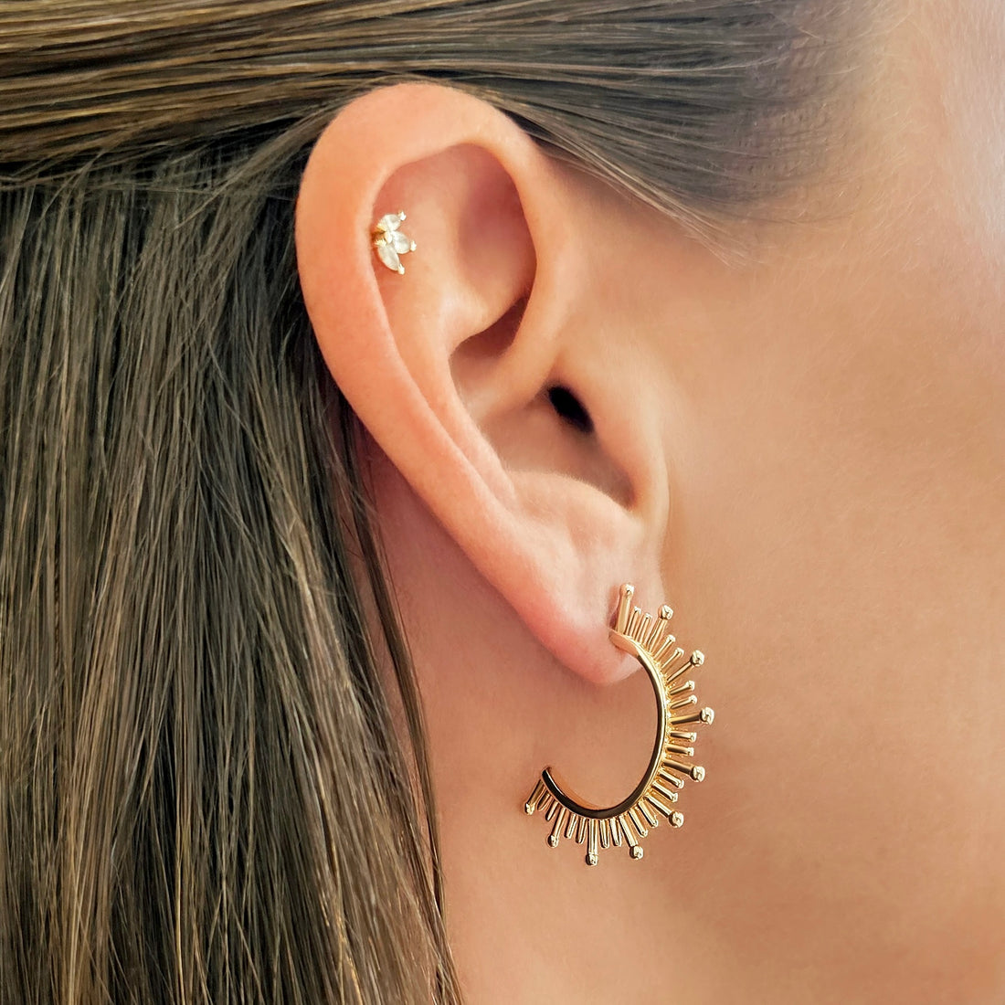 Radiant Textured Hoop Earrings-Earrings-Ashley Schenkein Jewelry Design