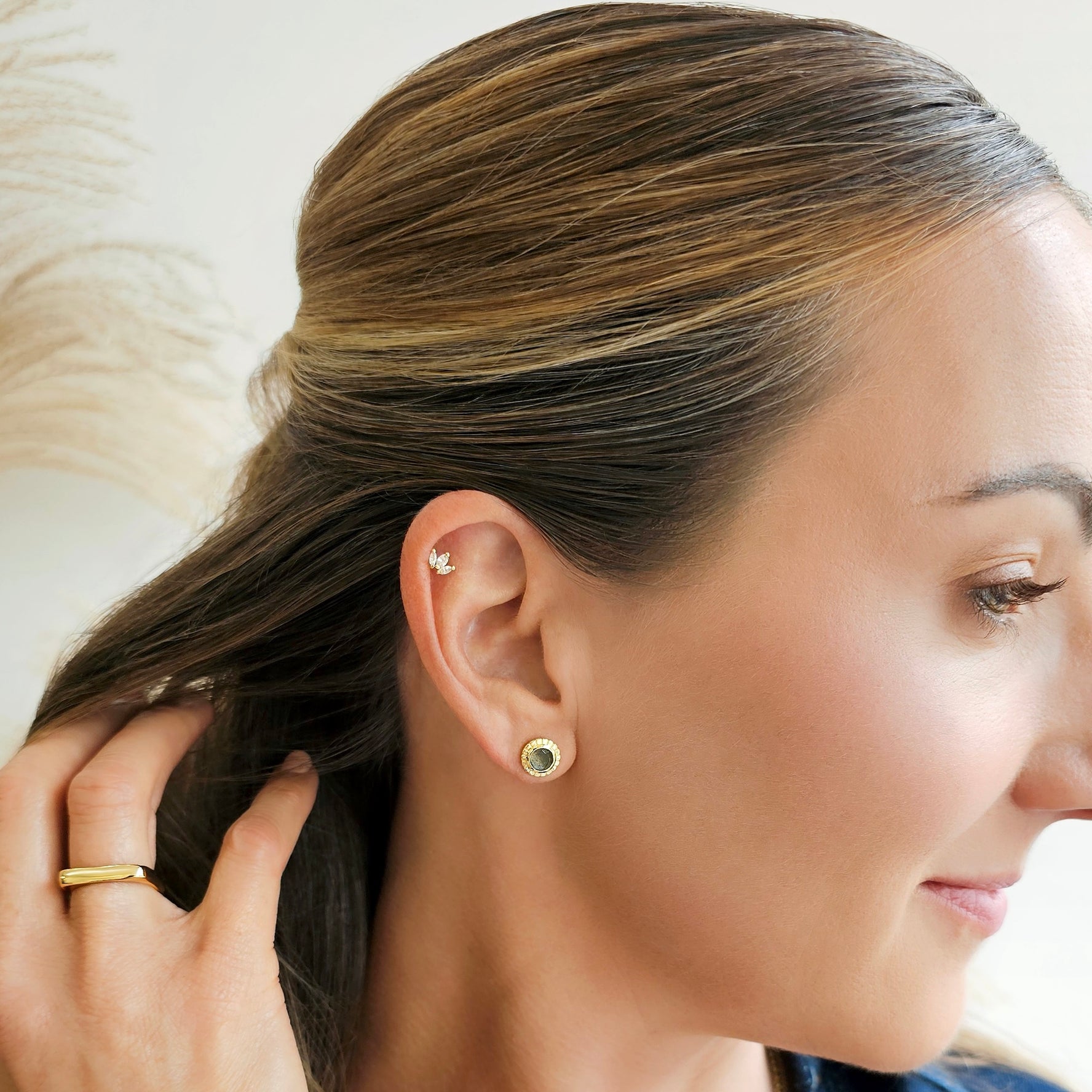 Sunburst Gemstone Stud Earrings-Earrings-Ashley Schenkein Jewelry Design