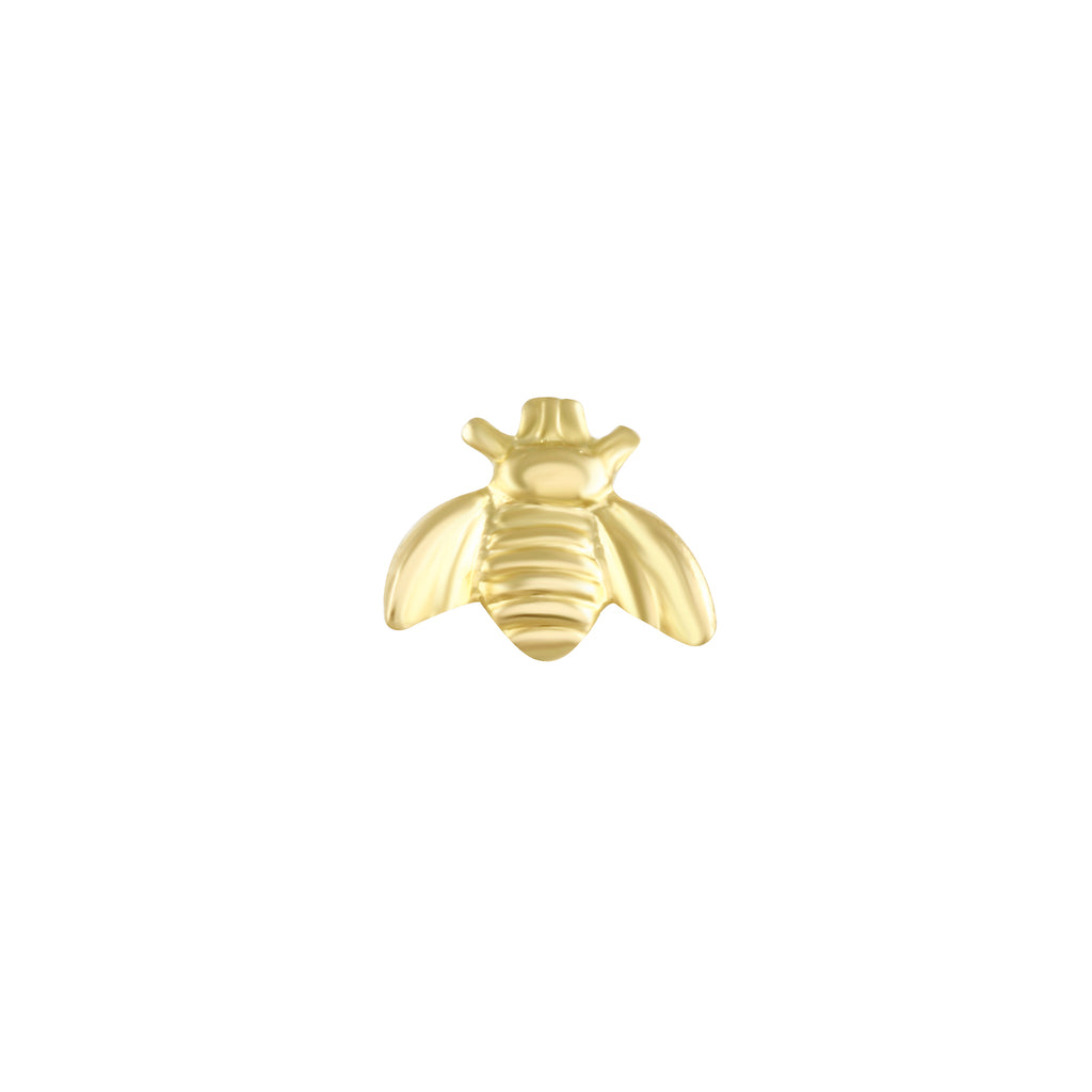 Solid Gold Bumblebee Single Stud Earring, 14K-Earrings-Ashley Schenkein Jewelry Design