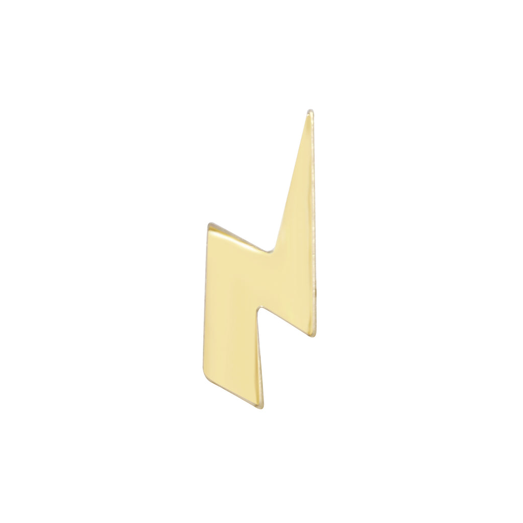 Solid Gold Tiny Lightning Bolt Single Stud Earring, 14K-Earrings-Ashley Schenkein Jewelry Design