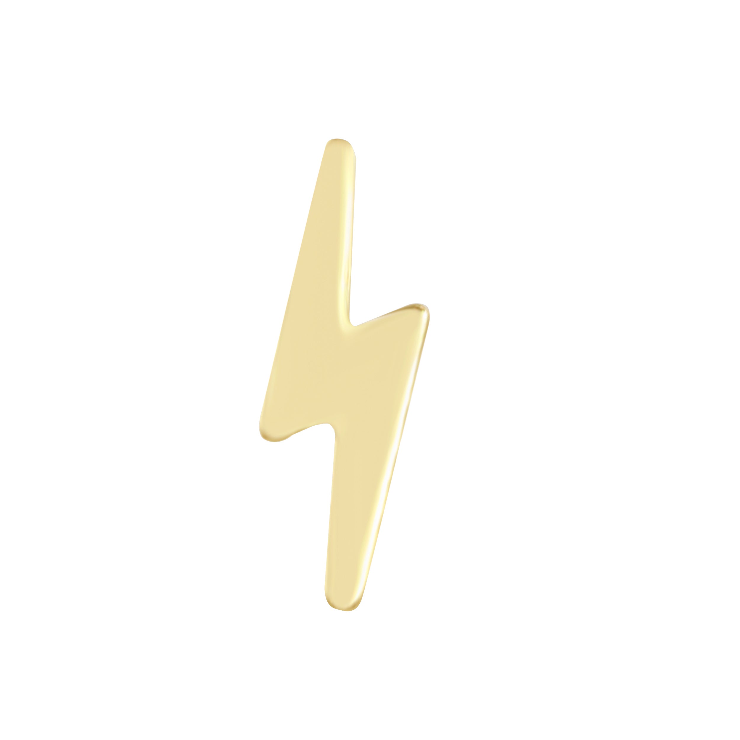 Solid Gold Lightning Bolt Single Stud Earring, 14K-Earrings-Ashley Schenkein Jewelry Design