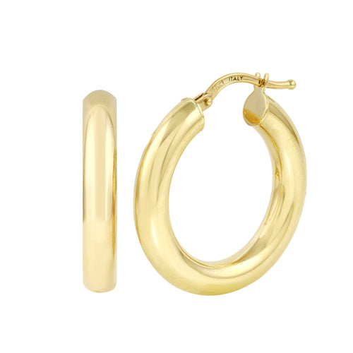 14k Gold Small Thick Hoop Earrings, 14k-Earrings-Ashley Schenkein Jewelry Design