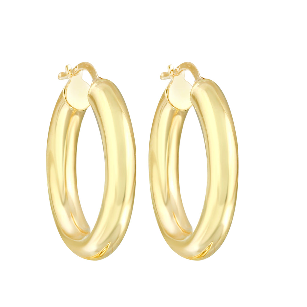 14k Gold Small Thick Hoop Earrings, 14k-Earrings-Ashley Schenkein Jewelry Design