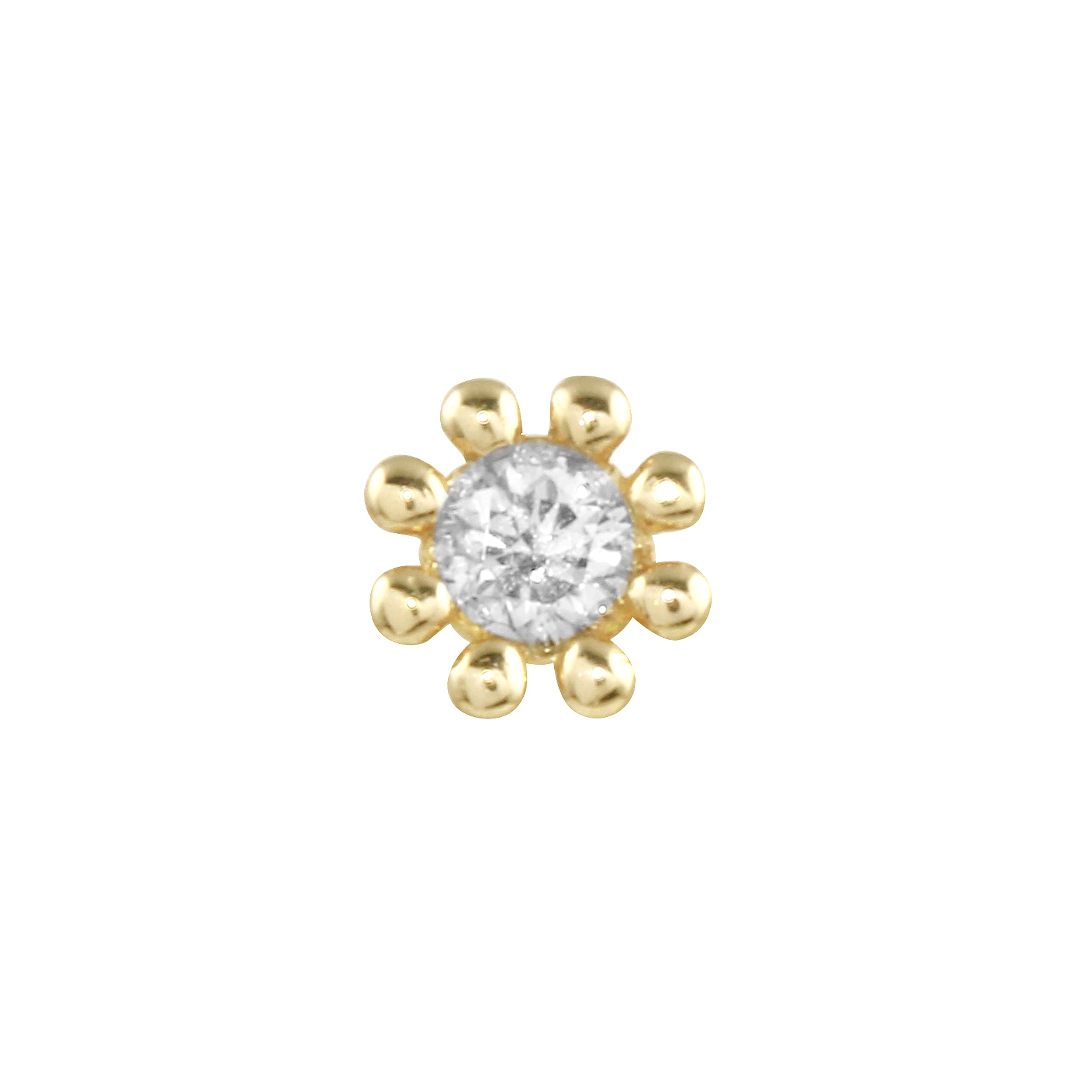 Diamond Daisy Single Stud Earring, 14K -Earrings-Ashley Schenkein Jewelry Design