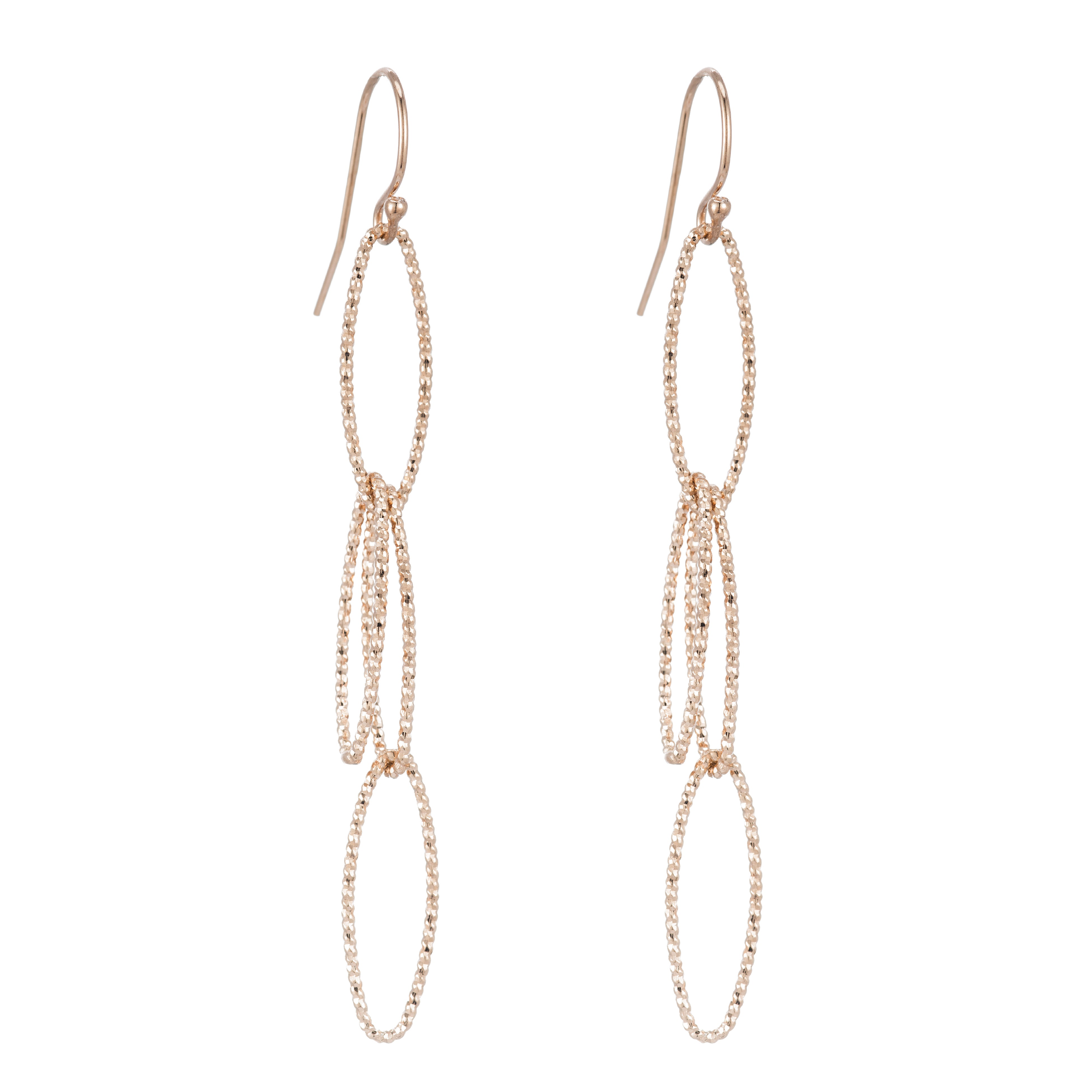 Diamond-Cut Oval Dangle Earrings-Earrings-Ashley Schenkein Jewelry Design
