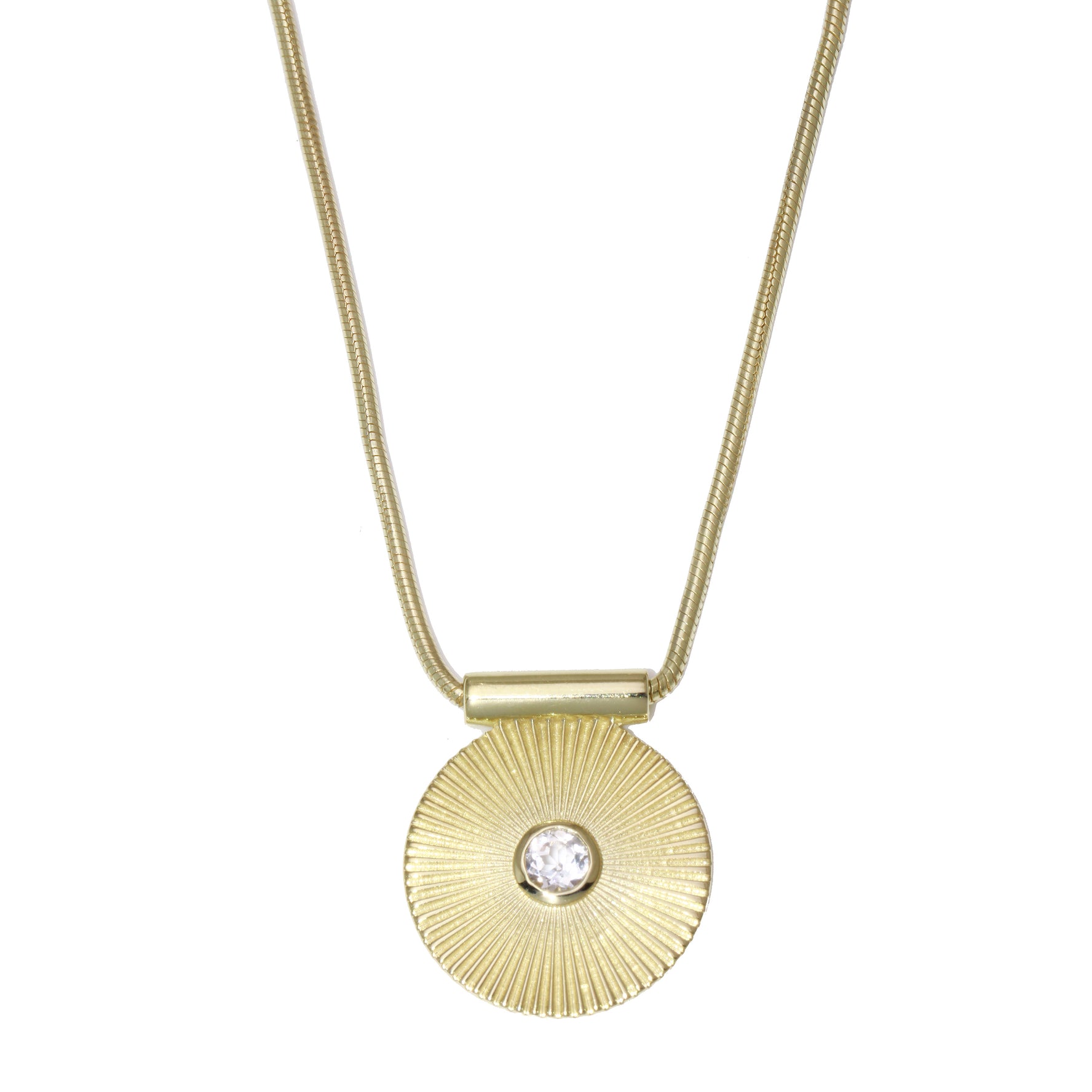 Radiance White Zircon Pendant Necklace-Necklace-Ashley Schenkein Jewelry Design