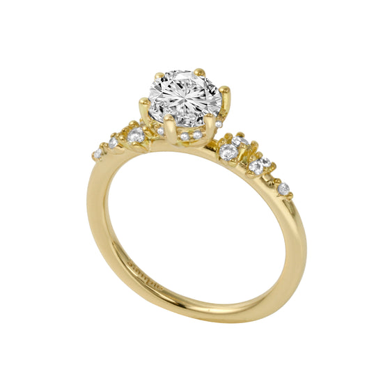 Round Brilliant Prong-Set Diamond Sprinkle Band Engagement Ring-Engagement Ring-Ashley Schenkein Jewelry Design