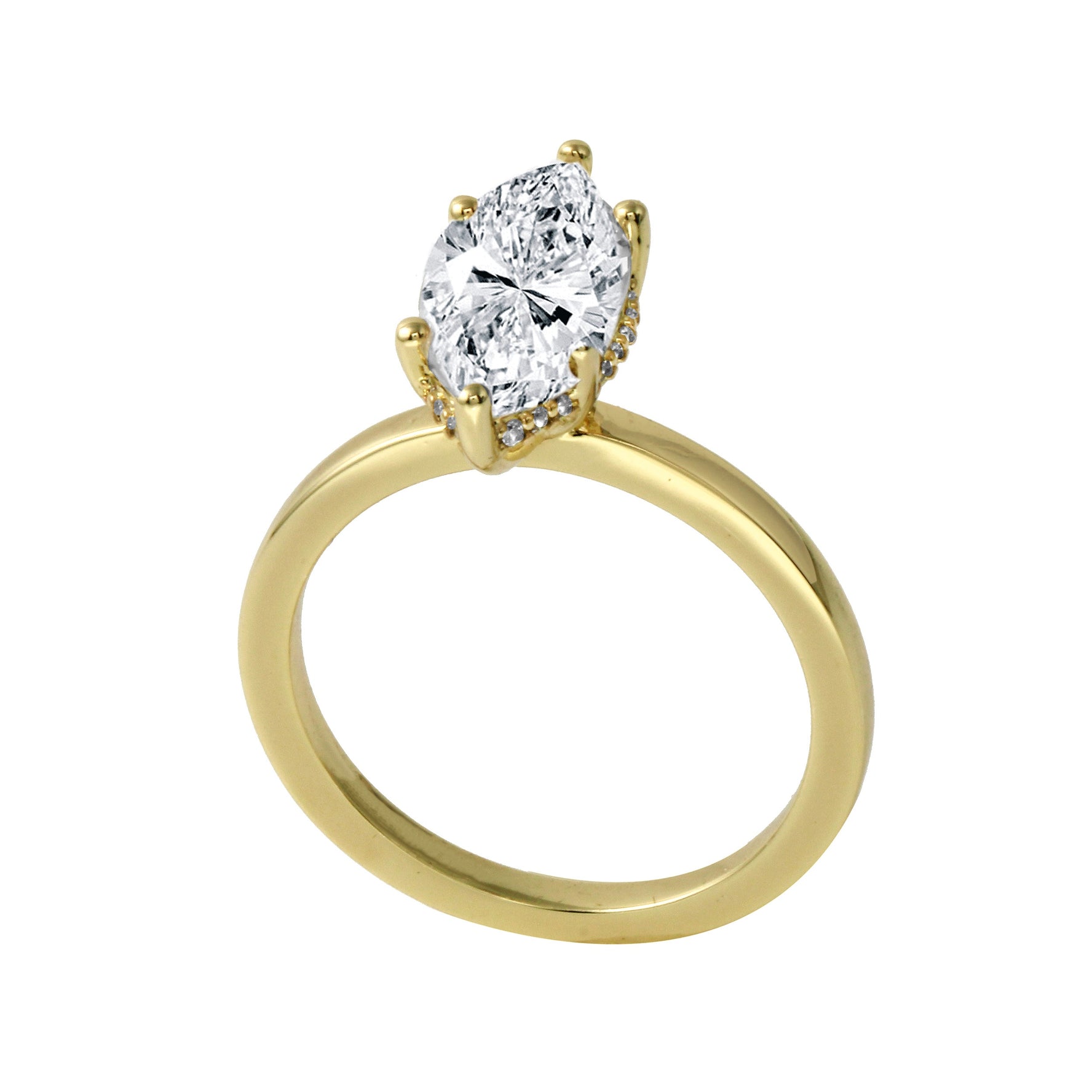Marquise Diamond Prong-Set Hidden Halo Engagement Ring-Engagement Ring-Ashley Schenkein Jewelry Design