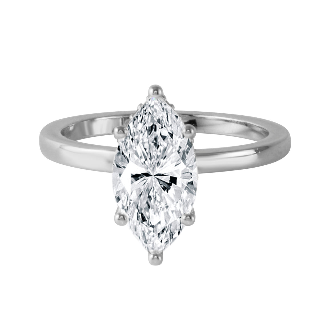 Marquise Diamond Prong-Set Hidden Halo Engagement Ring-Engagement Ring-Ashley Schenkein Jewelry Design