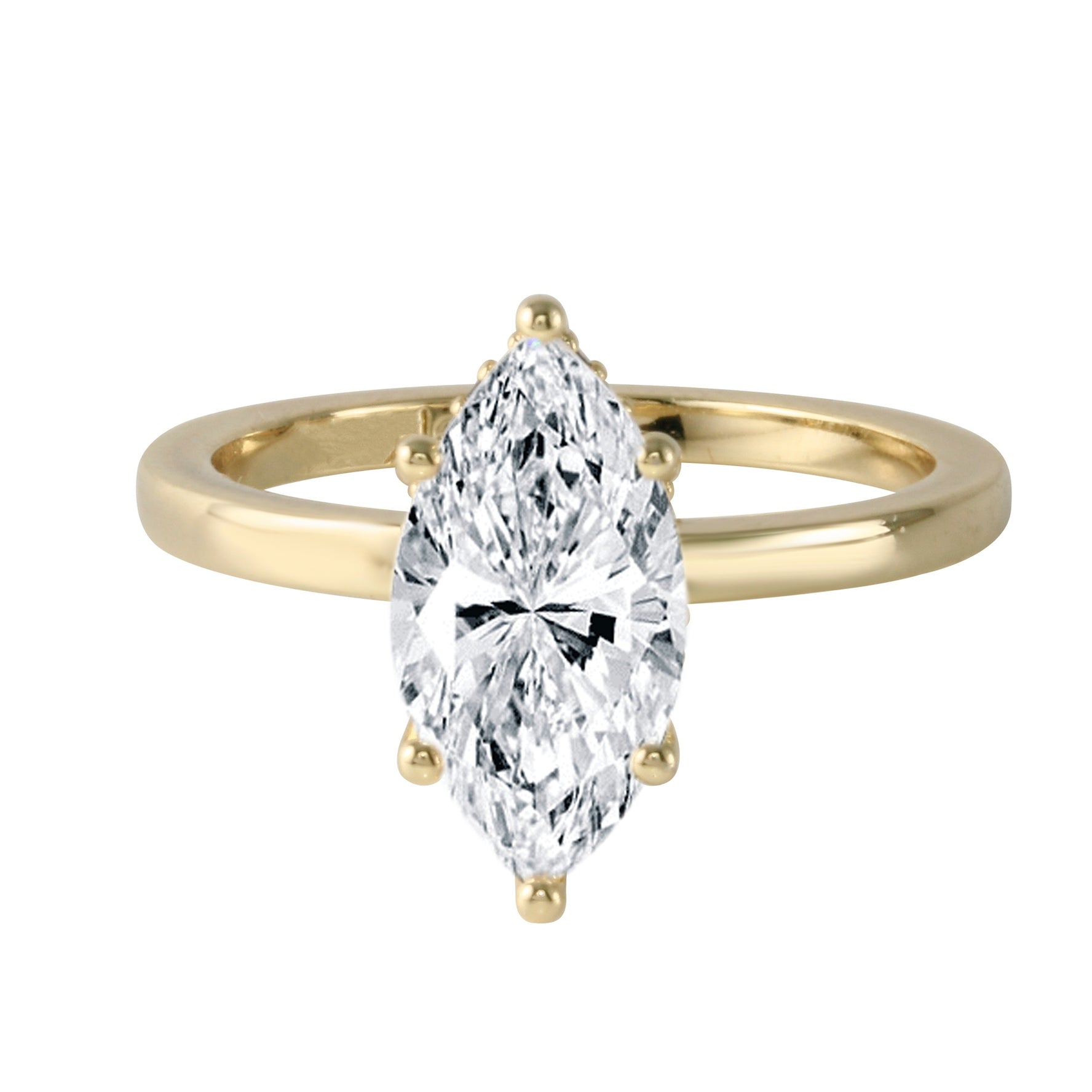 Marquise Diamond Prong-Set Hidden Halo Engagement Ring-Engagement Ring-Ashley Schenkein Jewelry Design