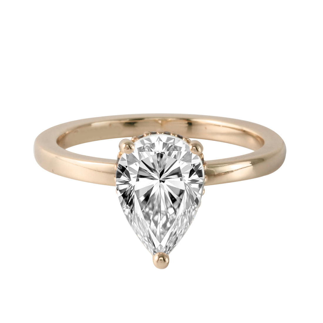 Pear Diamond Hidden Halo Engagement Ring-Engagement Ring-Ashley Schenkein Jewelry Design