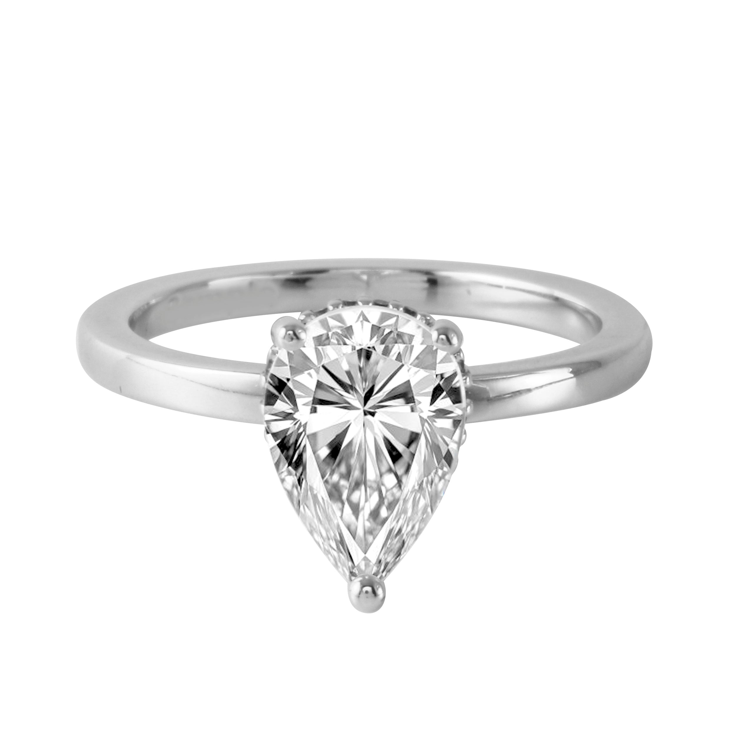 Pear Diamond Hidden Halo Engagement Ring-Engagement Ring-Ashley Schenkein Jewelry Design