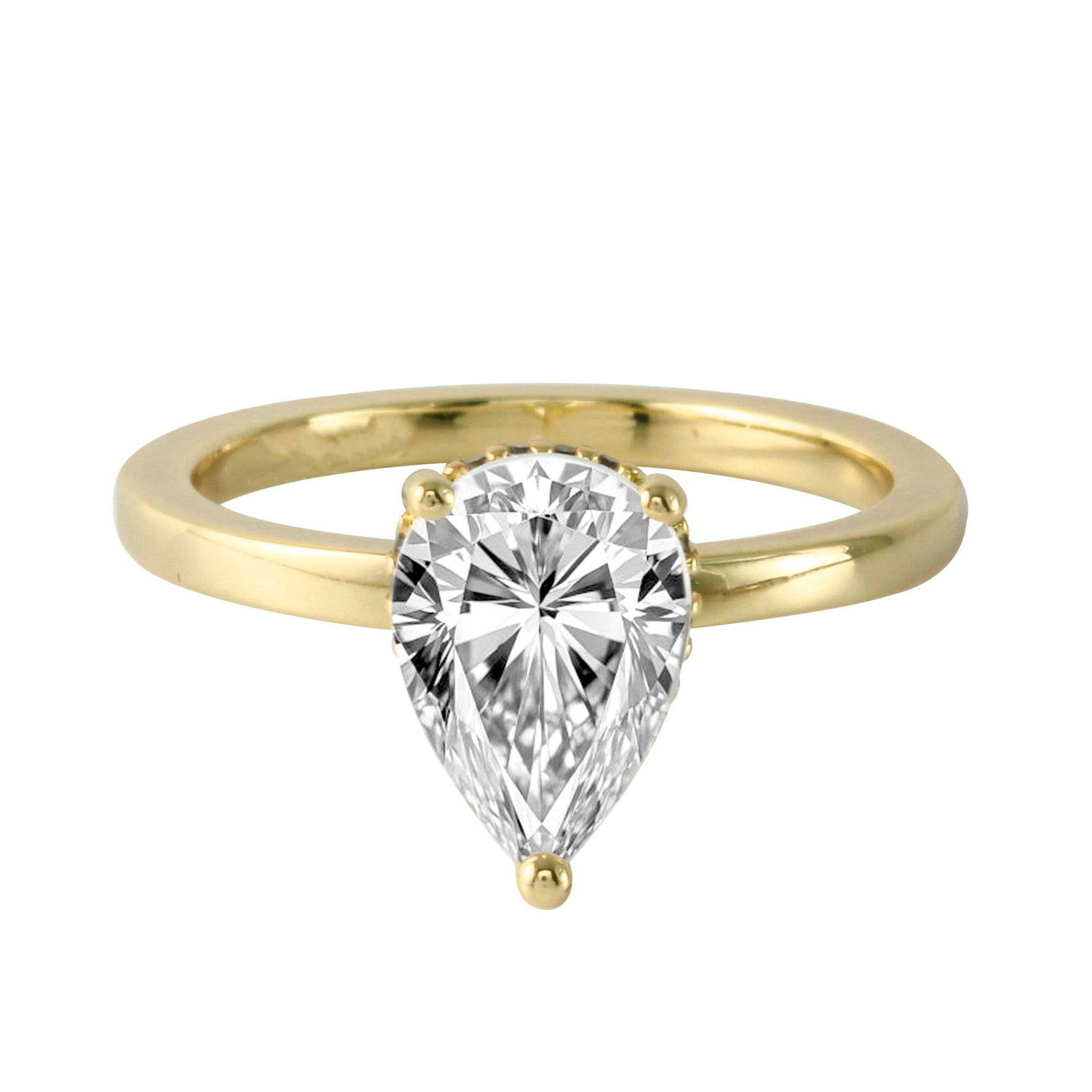 Pear Diamond Hidden Halo Engagement Ring-Engagement Ring-Ashley Schenkein Jewelry Design