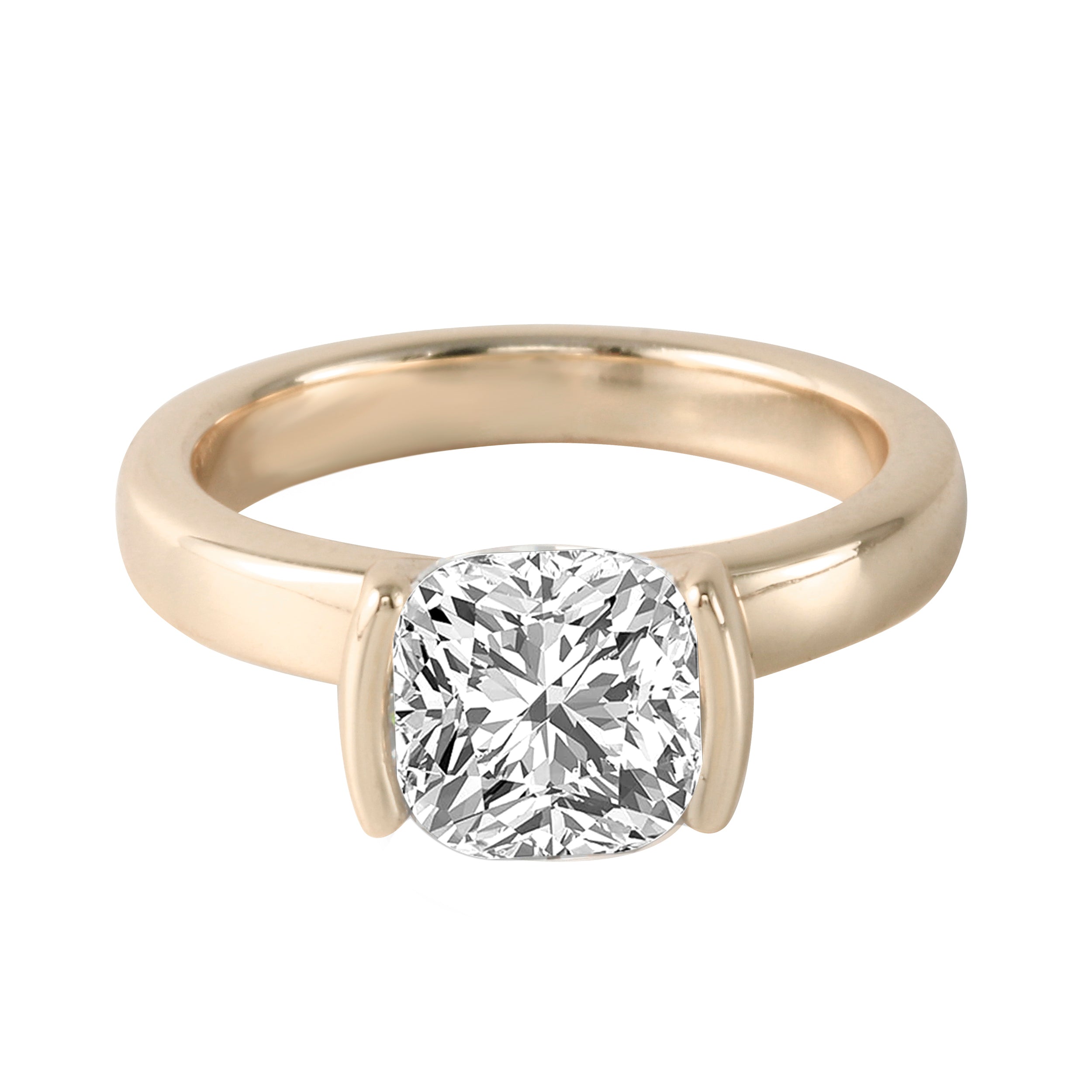 East-West Half Bezel Cushion Cut Diamond Wide Band Engagement Ring-Engagement Ring-Ashley Schenkein Jewelry Design