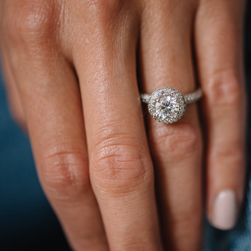 1 Carat - Real Round Brilliant Diamond - Micro Pave Set - Vintage Style Engagement  Ring - 10K White Gold - Walmart.com