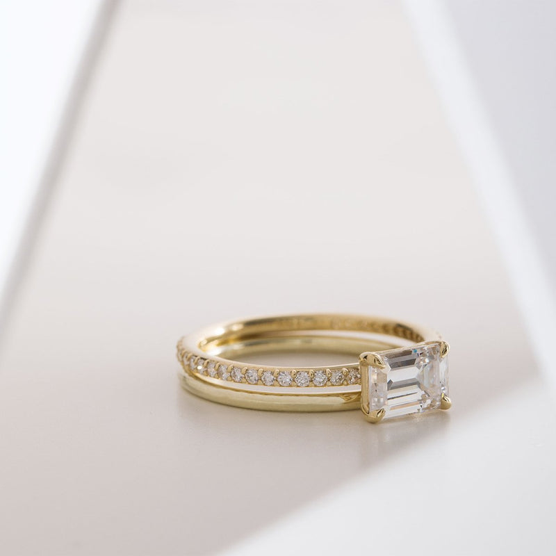 Solitaire Pavé Band Engagement Ring-engagement ring-Ashley Schenkein Jewelry Design