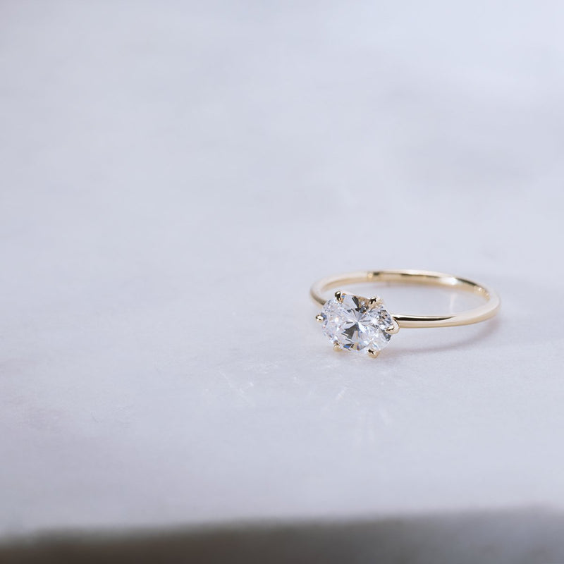 Solitaire East-West Pavé Hidden Halo Engagment Ring Setting-engagement ring-Ashley Schenkein Jewelry Design