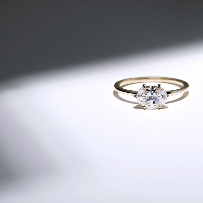 Solitaire East-West Pavé Hidden Halo Engagment Ring Setting-engagement ring-Ashley Schenkein Jewelry Design