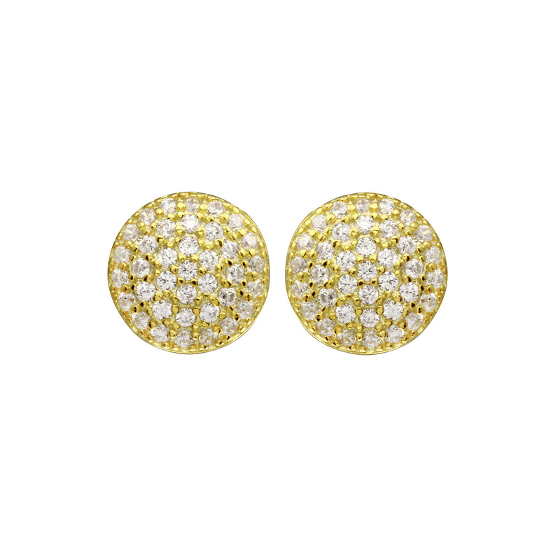 CZ Pavé Curved Disc Stud Earrings-Earrings-Ashley Schenkein Jewelry Design