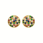 CZ Pavé Curved Disc Stud Earrings-Earrings-Ashley Schenkein Jewelry Design