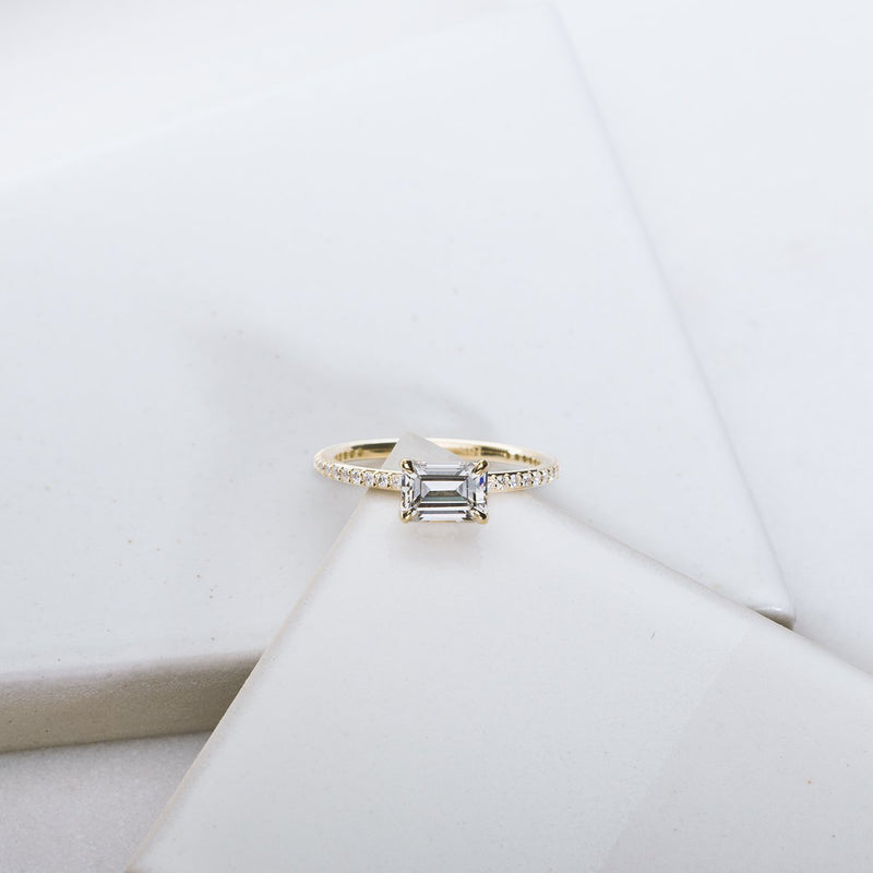 Solitaire Pavé Band Engagement Ring-engagement ring-Ashley Schenkein Jewelry Design