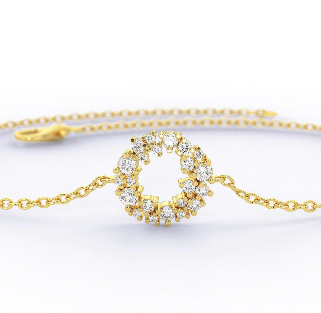 Diamond Cluster Open Circle Bracelet-Bracelets-Ashley Schenkein Jewelry Design