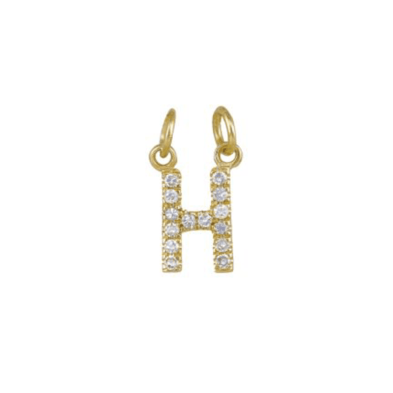 Diamond Initial Charm 14K Yellow Gold Necklace-Necklace-Ashley Schenkein Jewelry Design