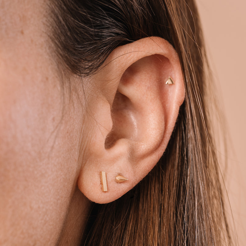 Solid Gold Bar Stud Single Earring, 14k-Earrings-Ashley Schenkein Jewelry Design