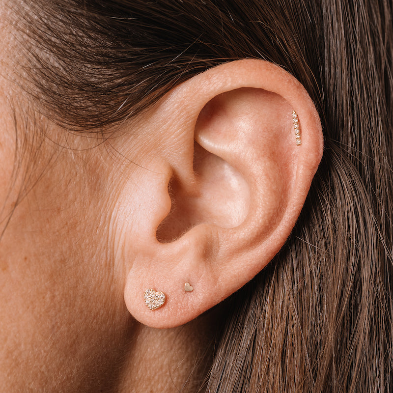 Diamond Pavé Bar Stud Single Earring, 14k-Earrings-Ashley Schenkein Jewelry Design