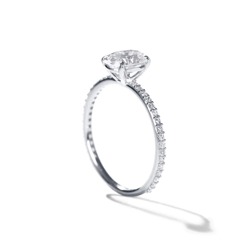 Solitaire Pavé Band Engagement Ring-engagement ring-Ashley Schenkein Jewelry Design