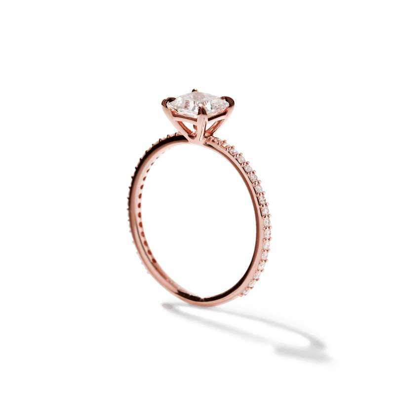 Solitaire Pavé Band Engagement Ring-engagement ring-Ashley Schenkein Jewelry Design