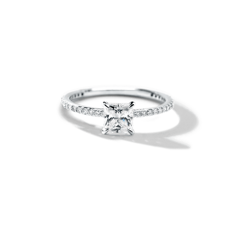 Solitaire Pavé Band Engagement Ring-engagement ring-Ashley Schenkein Jewelry Design