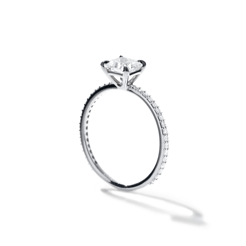 Solitaire Pavé Band Engagement Ring-engagement ring-Ashley Schenkein Jewelry Design