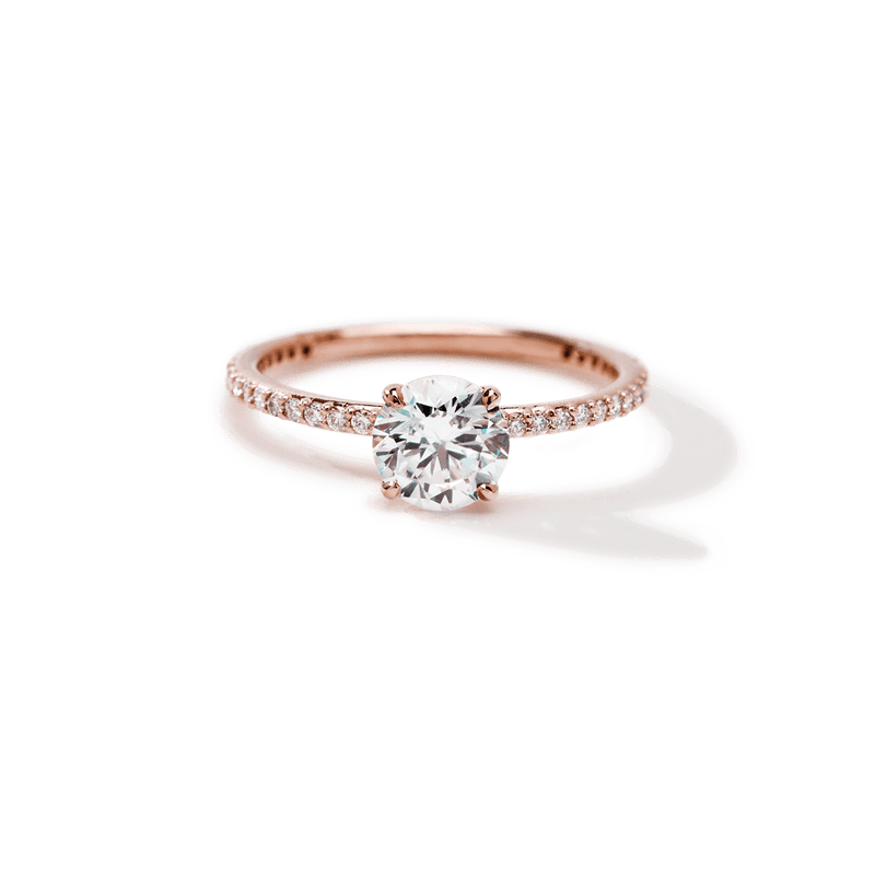 Solitaire Pavé Band Engagement Ring-engagement ring-Ashley Schenkein Jewelry Design