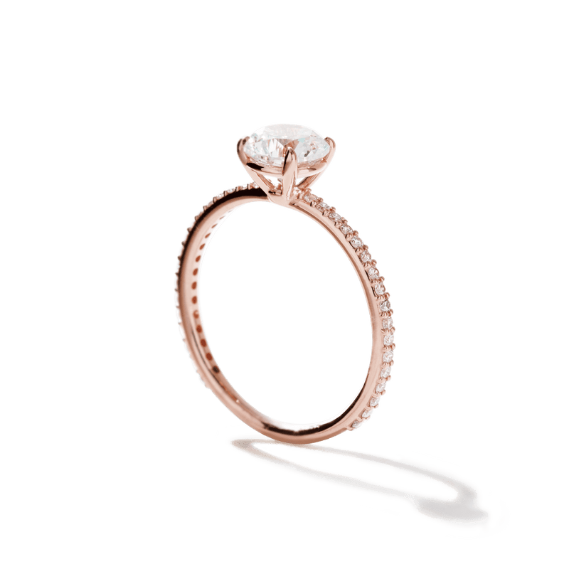 Solitaire Pavé Band Engagement Ring-engagement ring-Ashley Schenkein Jewelry Design