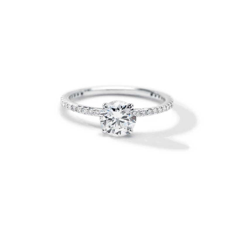 Solitaire Pavé Band Engagement Ring-engagement ring-Ashley Schenkein Jewelry Design
