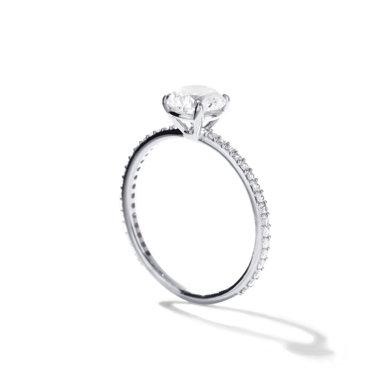 Solitaire Pavé Band Engagement Ring-engagement ring-Ashley Schenkein Jewelry Design